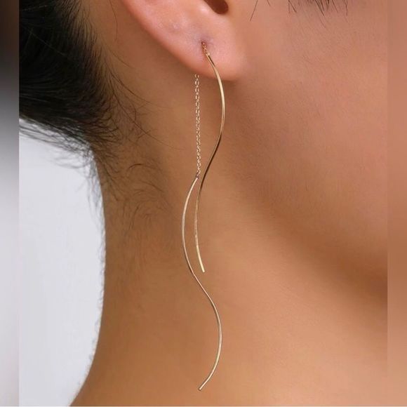 Anthropologie Jewelry - Thread earrings in gold M94